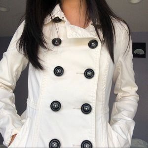 short beige double breasted coat